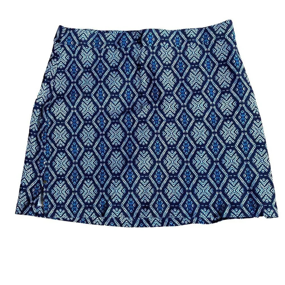 Rafaella‎ Comfort Golf Tennis Skort, Blue Geometric Pattern, Size Small
